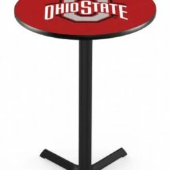 Discount - Ohio State Buckeyes Black Wrinkle Bar Table with Cross Base