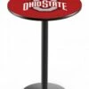 Discount - Ohio State Buckeyes Black Wrinkle Bar Table with Round Base