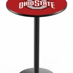 Discount - Ohio State Buckeyes Black Wrinkle Bar Table with Round Base