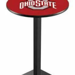 Discount - Ohio State Buckeyes Black Wrinkle Pub Table with Square Base
