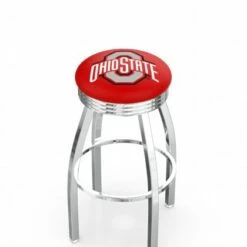 Discount - Ohio State Buckeyes Chrome Swivel Barstool with Ribbed Accent Ring