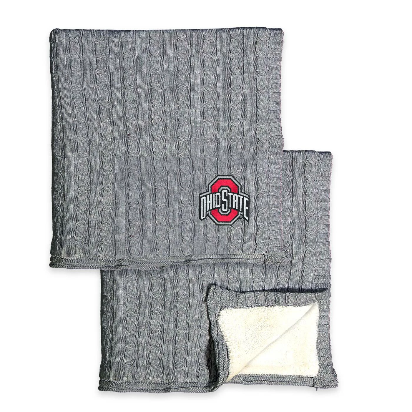 Discount - Ohio State Buckeyes Cable Sweater Knit Sherpa Throw Blanket 2 Discount - Ohio State Buckeyes Cable Sweater Knit Sherpa Throw Blanket - Image 2