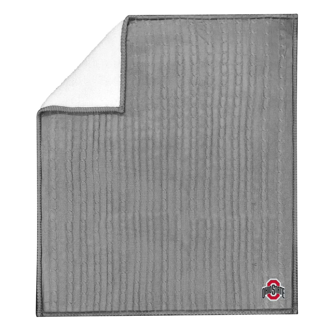Discount - Ohio State Buckeyes Cable Sweater Knit Sherpa Throw Blanket 1 Discount - Ohio State Buckeyes Cable Sweater Knit Sherpa Throw Blanket