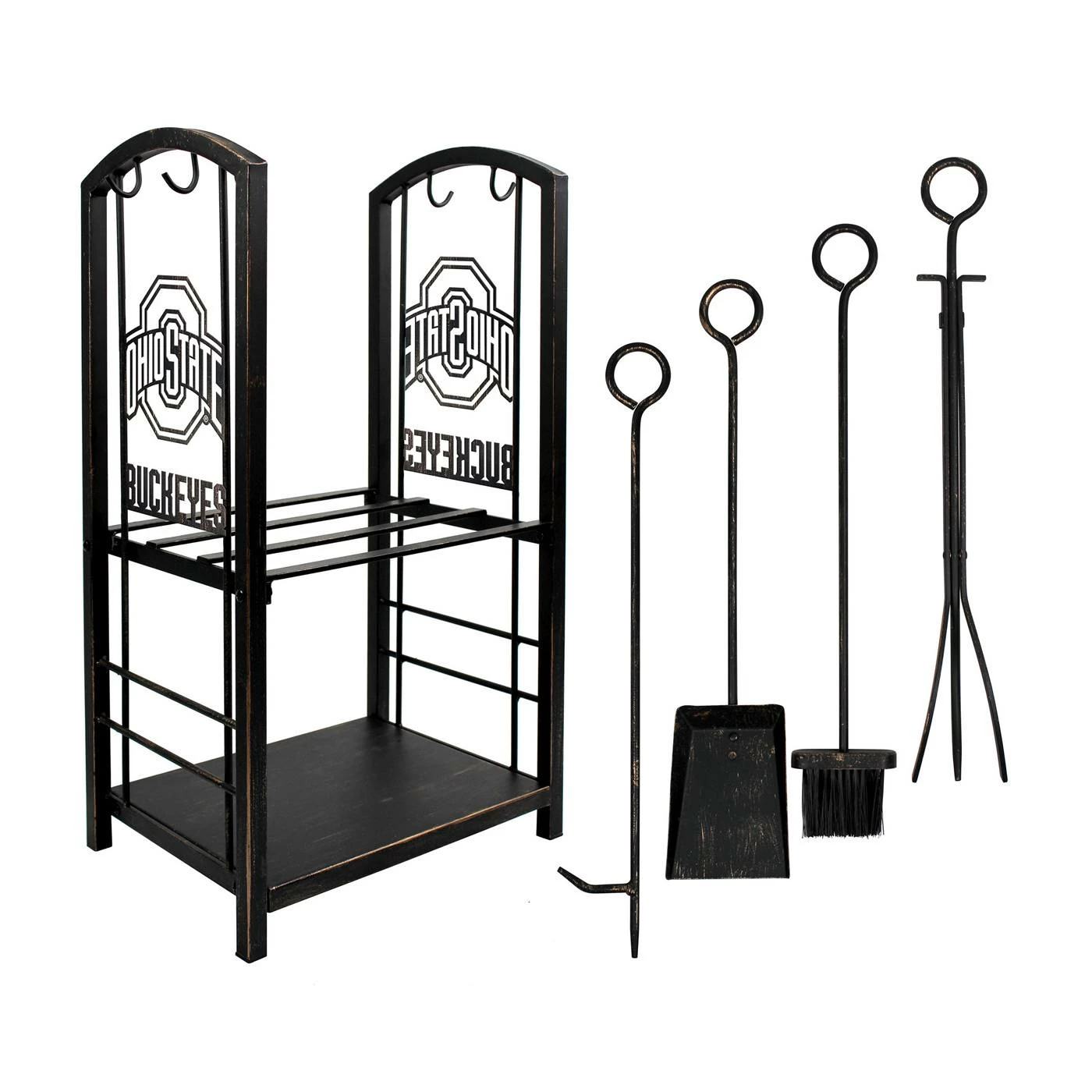 Discount - Ohio State Buckeyes Fireplace Wood Holder & Tool Set 2 Discount - Ohio State Buckeyes Fireplace Wood Holder & Tool Set - Image 2