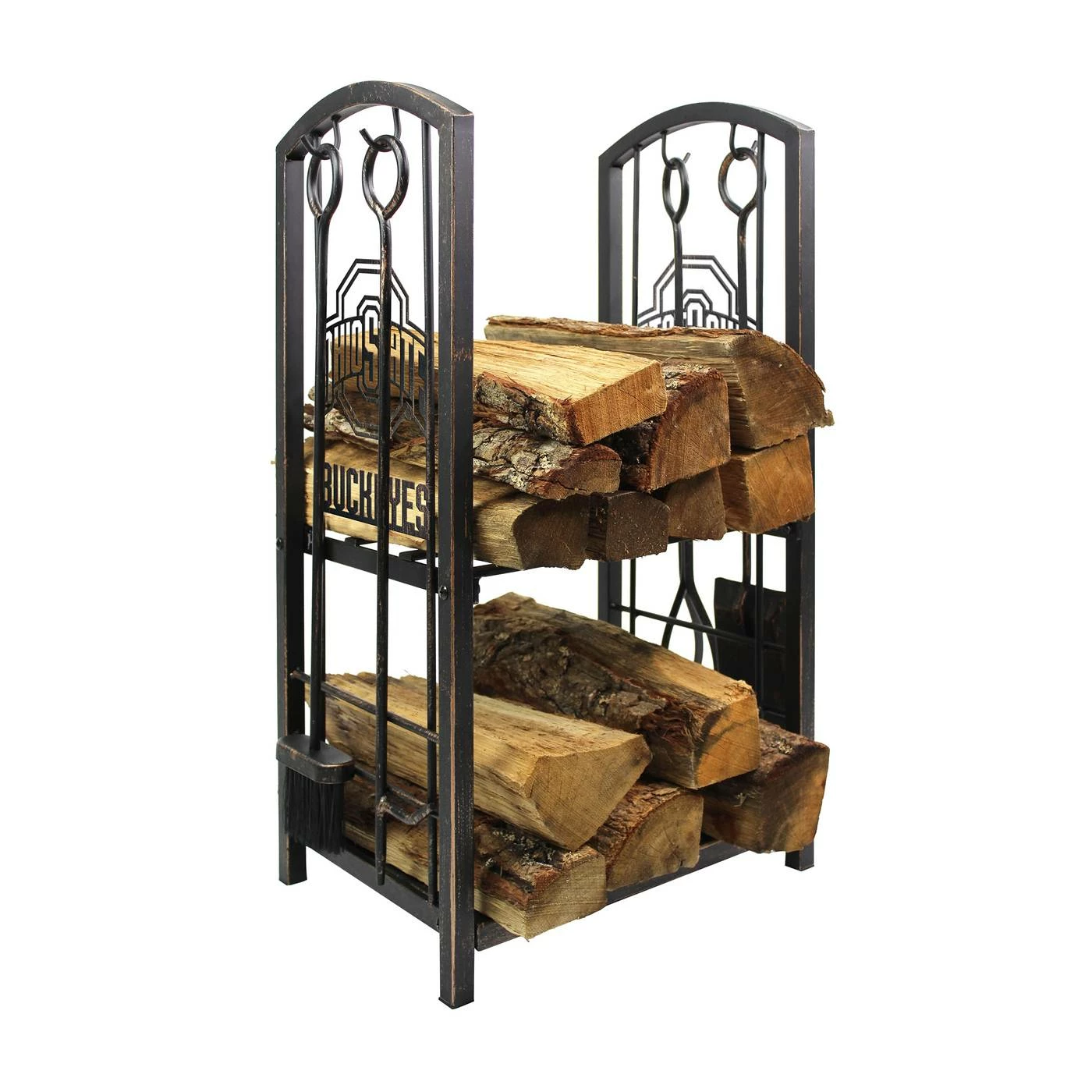 Discount - Ohio State Buckeyes Fireplace Wood Holder & Tool Set 1 Discount - Ohio State Buckeyes Fireplace Wood Holder & Tool Set