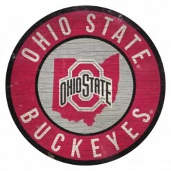 Discount - Ohio State Buckeyes Round State Wood Sign