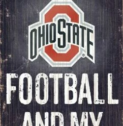 Discount - Ohio State Buckeyes Football & Dog Wood Sign