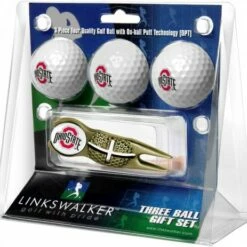 Discount - Ohio State Buckeyes Gold Crosshair Divot Tool & 3 Golf Ball Gift Pack