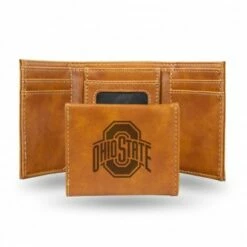 Discount - Ohio State Buckeyes Laser Engraved Brown Trifold Wallet