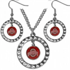 Discount - Ohio State Buckeyes Rhinestone Hoop Jewelry Set